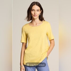 J.Jill‎ Women's Pima Seamed Elbow Sleeve Tunic Top Mustard Yellow Flowy 3X